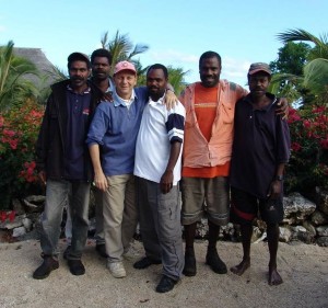 John Nicholls of of Vanuatu Hotels, the whl.travel local connection in Vanuatu, with local friends and former colleagues from the days when he operated a resort on Tanna